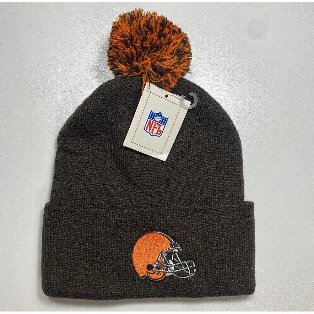 Cleveland Browns Beanie One Size Cuffed Cap Hat NFL Shop Pom Pom Winter 90s